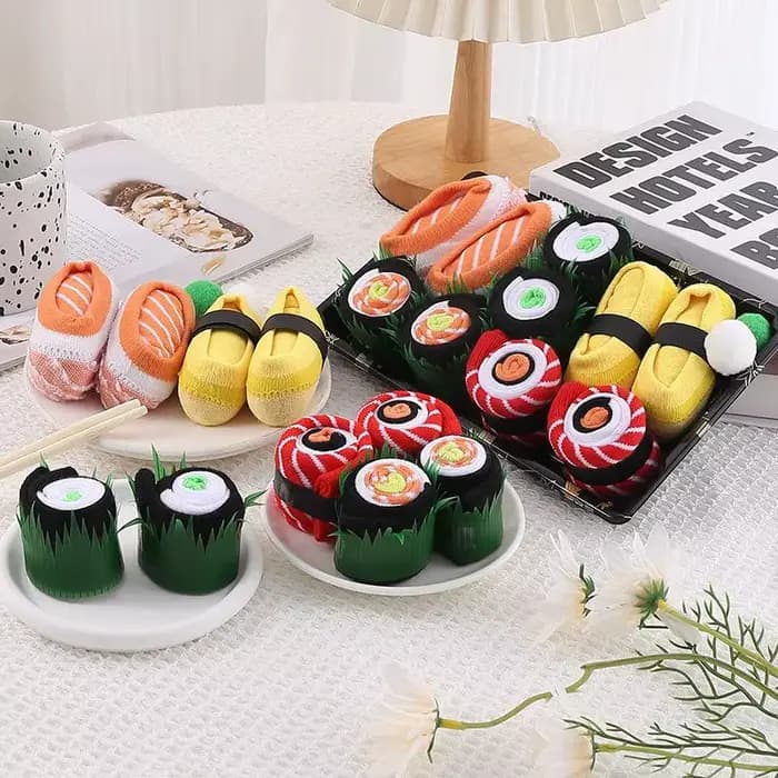1/3/4/5 paires de chaussettes Sushi Pizza Burger