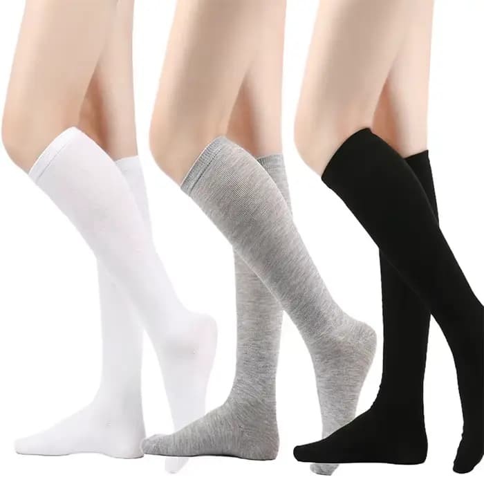 Chaussettes hautes solides pour femmes, style japonais Harajuku créatif, pour cosplay, mi-mollet, noires, blanches, roses, pour femme