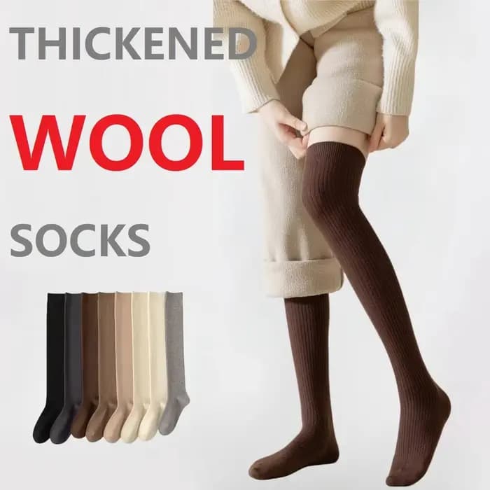 Femmes chaussettes longues laine cuisse bas maigre décontracté sur genou-haut moelleux femme longue chaussette au genou