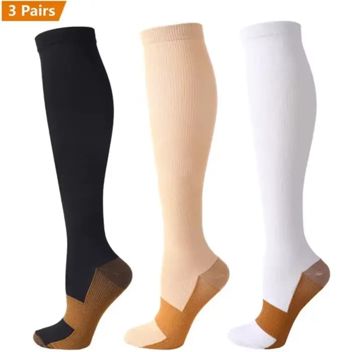 3 paires de chaussettes de Compression en cuivre pour femmes et hommes