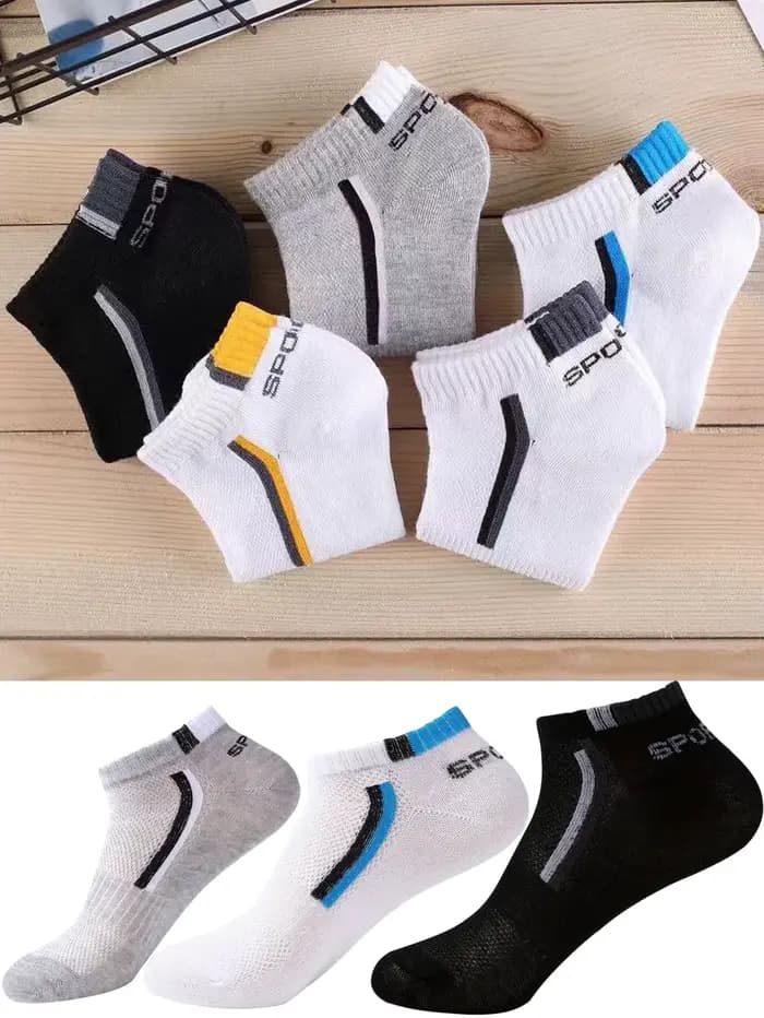 Chaussettes bateau antidérapantes pour hommes-5 paires