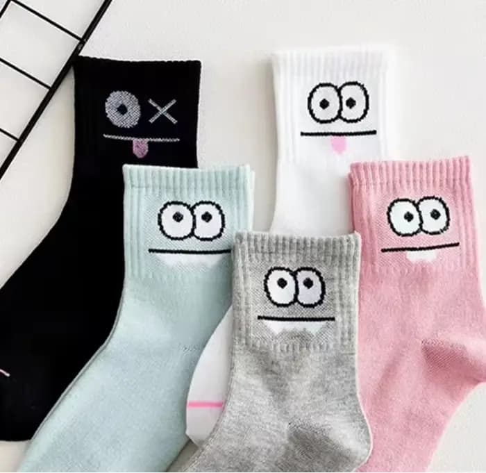 5 paires de chaussettes imprimées Expression mignonnes