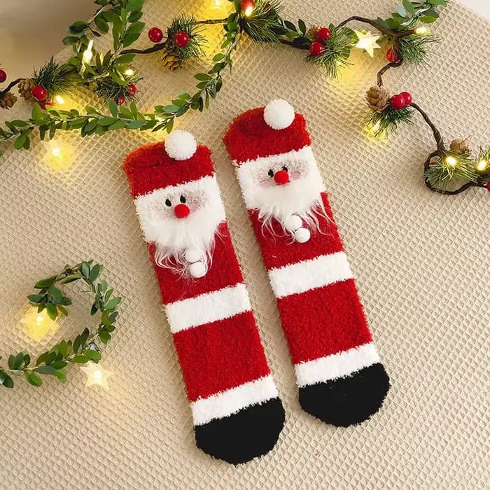 Art Jacquard thème de noël épais velours équipage chaussettes livraison directe femmes hiver chaud père