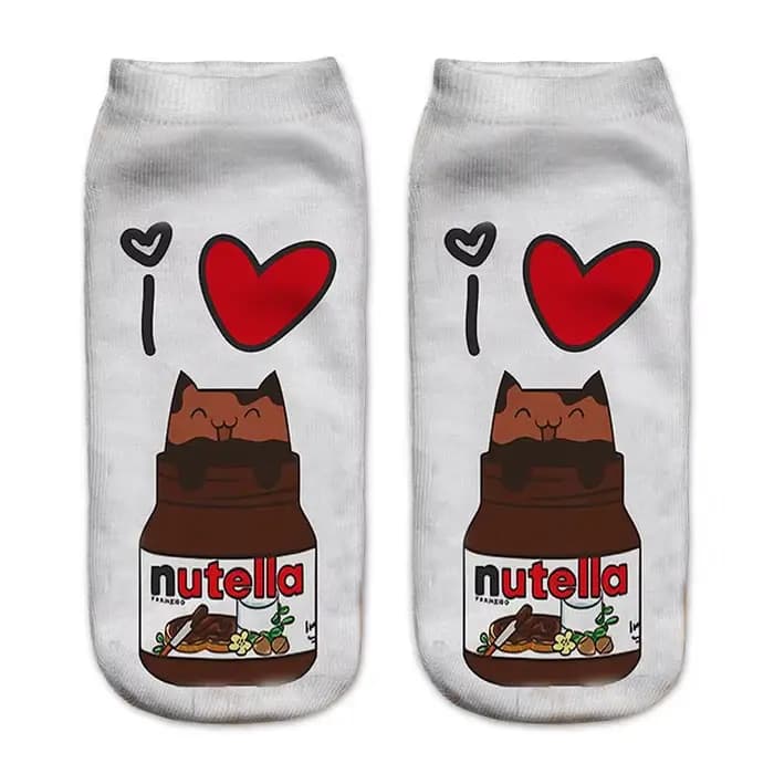 Chaussettes imprimées 3D Happy Calcetines unisexes pour femmes, chaussettes mignonnes et drôles, Nutella, nourriture, fruits, Kawaii, rinçage, nouveau, Harajuku