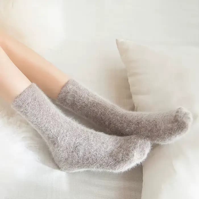 Chaussettes épaisses en laine de lapin angora pour femmes