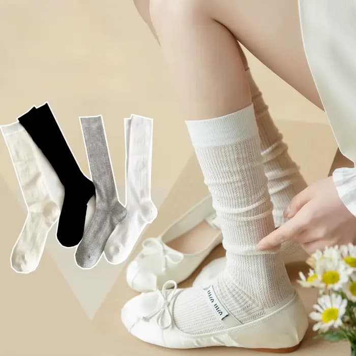 Femmes bas JK Lolita doux filles chaussettes longues bas Style japonais couleur unie noir blanc gris genou chaussettes bas femmes