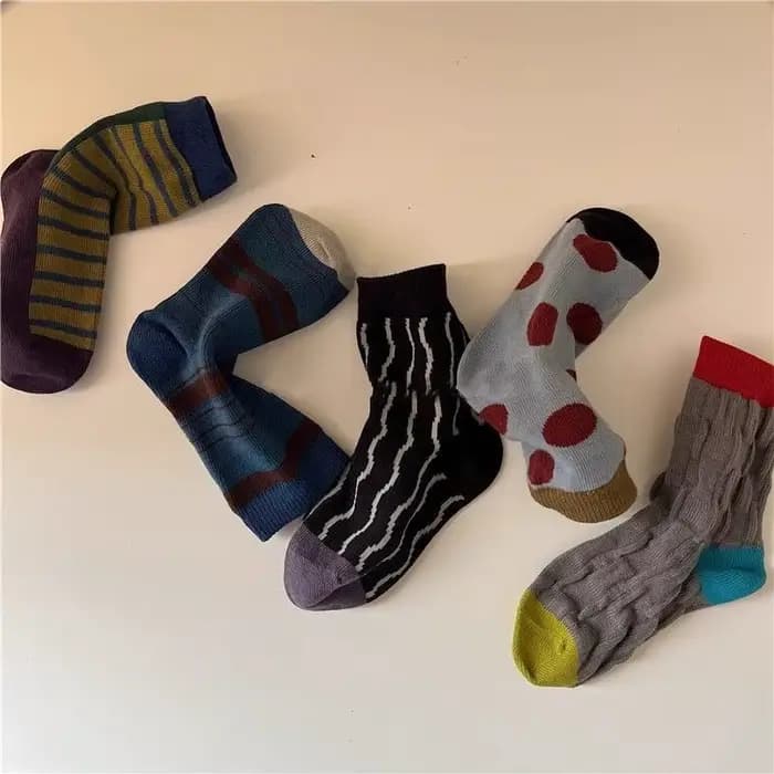 1928 chaussettes pour enfants 5 paires/lot automne et hiver nouveau à pois couleur correspondant bébé garçons chaussettes désossées chaussettes
