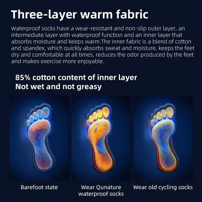 Qunature chaussettes imperméables randonnée Camping en plein air chaussette ski Wading hiver antidérapant équitation