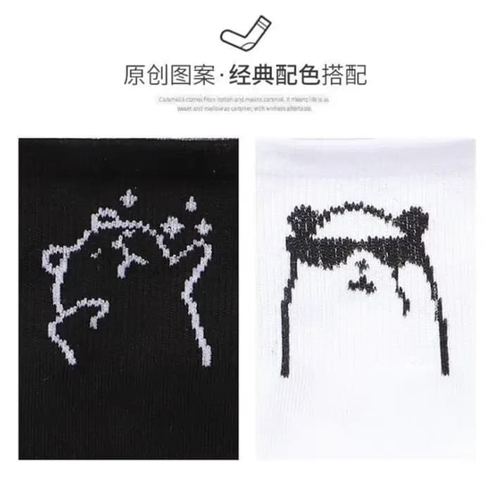 Mode coréenne femmes chaussettes drôle blanc et noir dessin animé ours