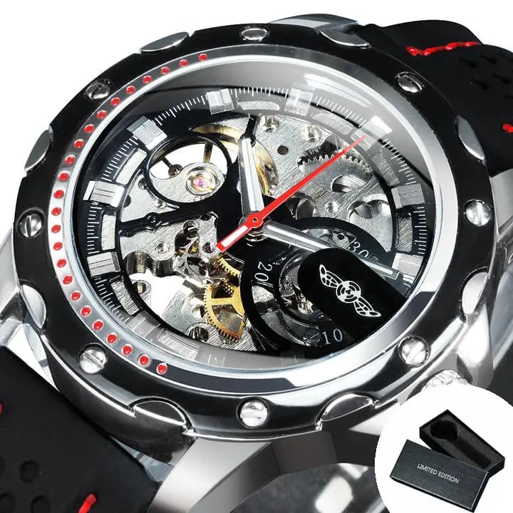 Montre automatique WINNER pour hommes, aiguilles lumineuses, montres mécaniques squelette pour l'ext