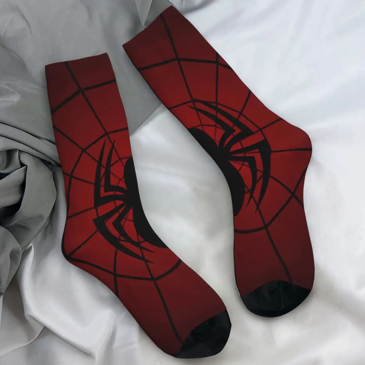Chaussettes araignée rouge, bas tendance de dessin animé, antidérapants, pour femmes et hommes, Desi