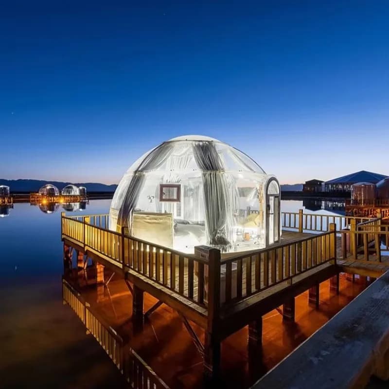 Magnifique Chambre Dôme PC Transparente Effet Ciel Étoilé, Nouveau Design, Imperméable pour l'extérieur, Maison Conteneur Glamping pour l'Italie