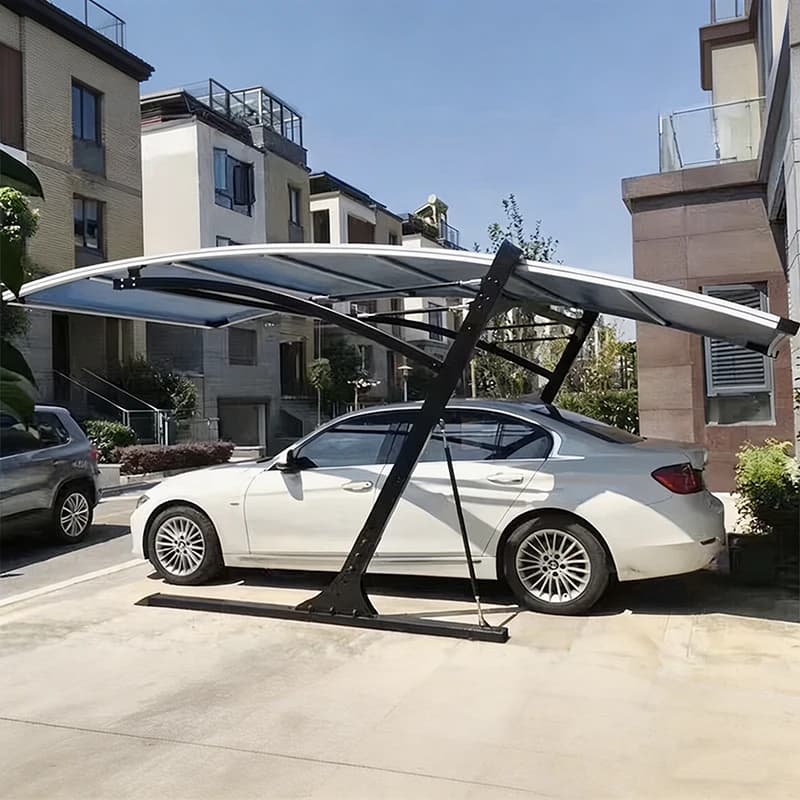 Abri de voiture extérieur en aluminium avec toit solaire - Auvent de voiture imperméable et résistant aux UV pour allée de maison et stationnement