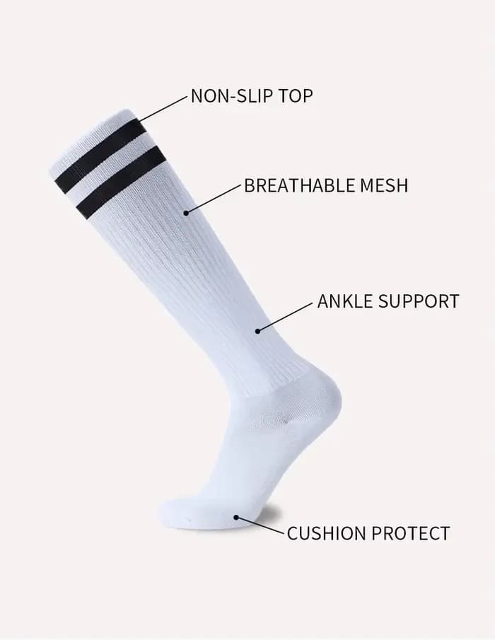 Chaussettes de Football à rayures blanches et noires pour hommes