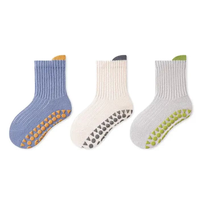 Chaussettes antidérapantes en coton pour bébés de 0 à 6 ans, 3 paires/lot, pour garçons et filles, coupe basse, pour enfants en bas âge, avec poignées en caoutchouc
