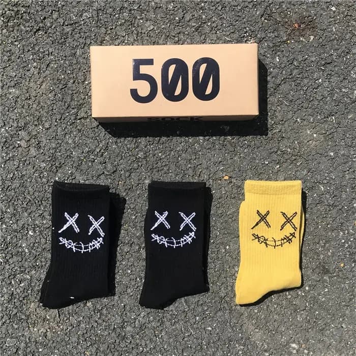 Chaussettes de basket-ball en coton avec visage brodé pour hommes