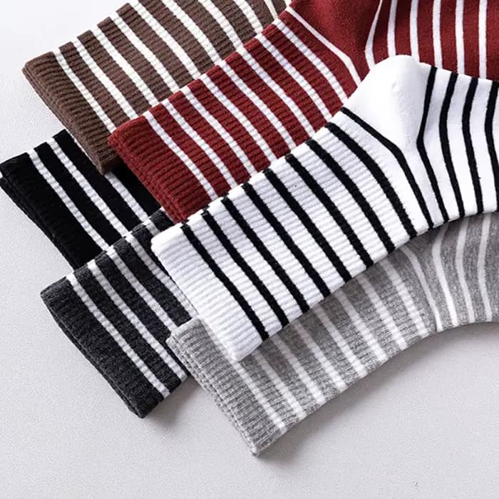 Hommes chaussettes coton respirant coloré blanc noir gris Meias Sox grille rayure décontracté affaires
