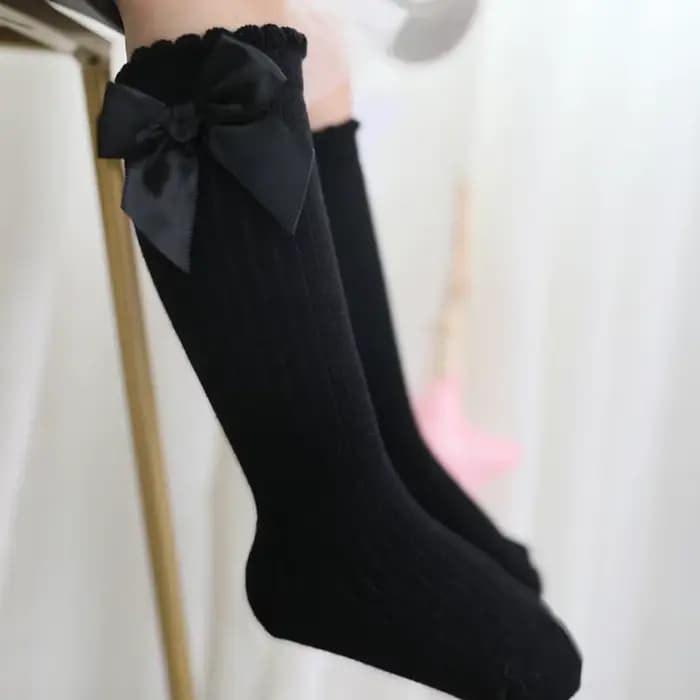 Chaussettes longues pour filles de 0 à 7 ans, chaussettes longues aux genoux avec gros nœud, princes