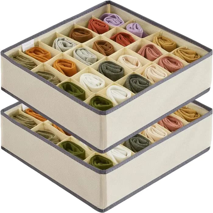 Organisateur de sous-vêtements de chaussettes, diviseur de tiroir pliable, organisateurs de placard, bacs, boîte de rangement d'organisation d'armoire pour chaussettes, sous-vêtements cravate
