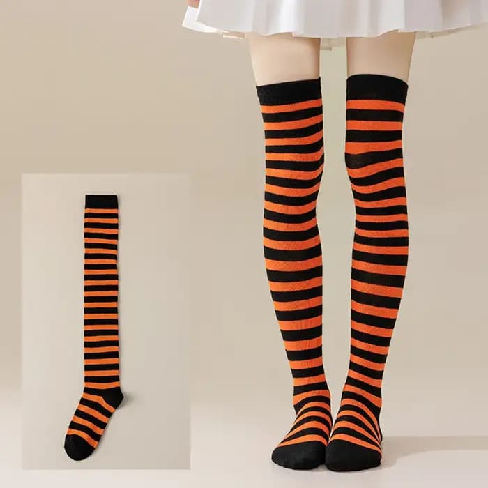 Chaussette loisirs cheville équipage floue rayé dame cuisse haute Halloween noël carnaval fête Performance danse genou 8W124