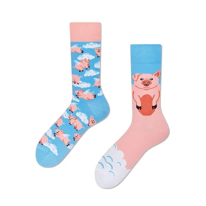 Dessin animé cochons volants drôle équipage AB tendance chaussettes mignon unisexe femmes hommes Harajuku coton