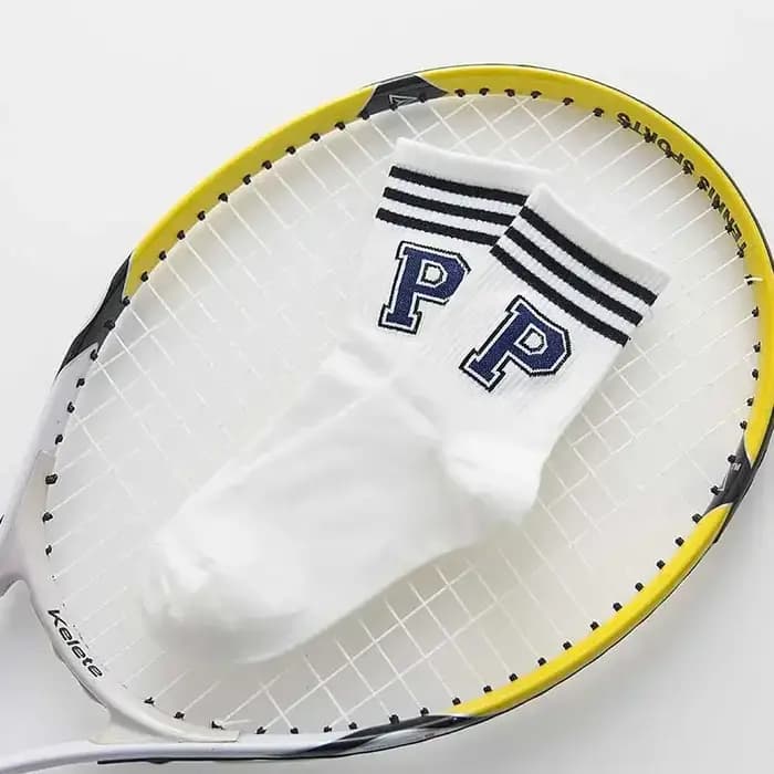 Chaussettes courtes de sport à lettres rayées pour femmes et filles