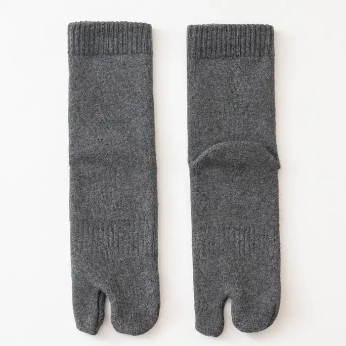 Chaussettes épaisses à 2 doigts pour hommes, tongs d'affaires de couleur unie, chaussettes à bout fendu, Tube central thermique en coton, automne et hiver