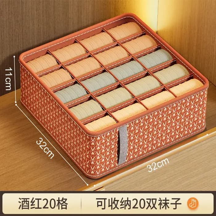 Boîte de rangement pliable et empilable pour sous-vêtements et chaussettes, avec compartiments 3D, 6/7/20 compartiments, un article, un compartiment, rangement classifié