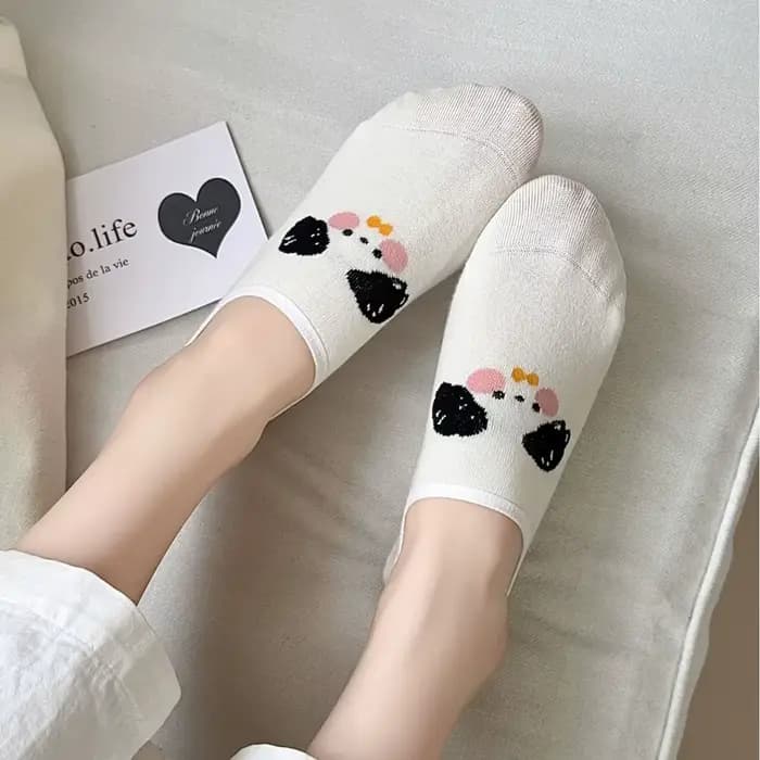 Chaussettes invisibles pour femmes, printemps-été, à rayures et pois, fines, simples, mignonnes, respirantes, absorbant la transpiration, chaussettes bateau