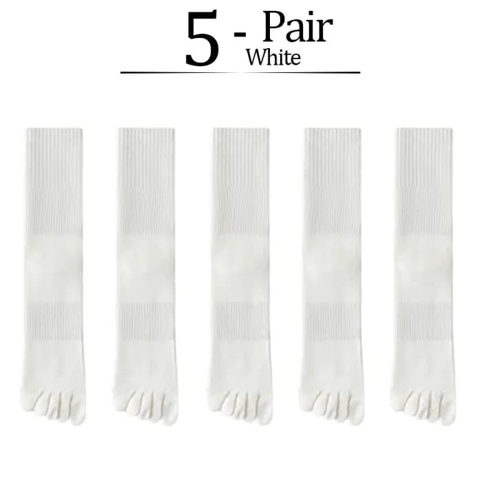 5 paires 100% coton hommes cinq doigts chaussettes couleur unie respirant absorbant bout fendu