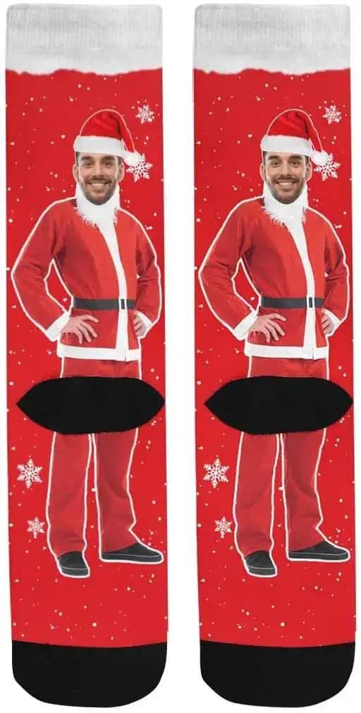 Chaussettes personnalisées de père noël avec visage imprimé