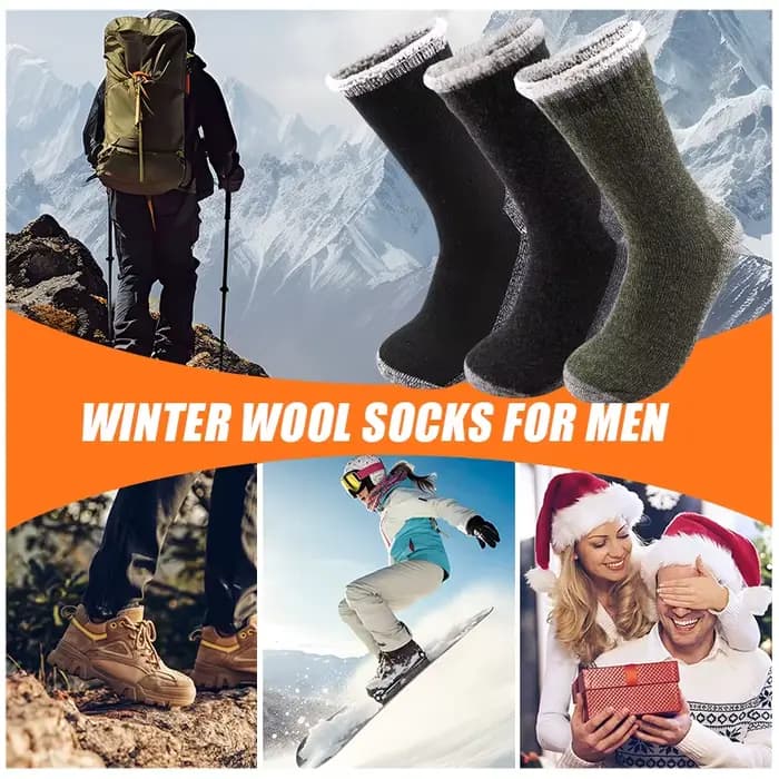 3 paires de chaussettes en laine mérinos Super épaisse pour hommes