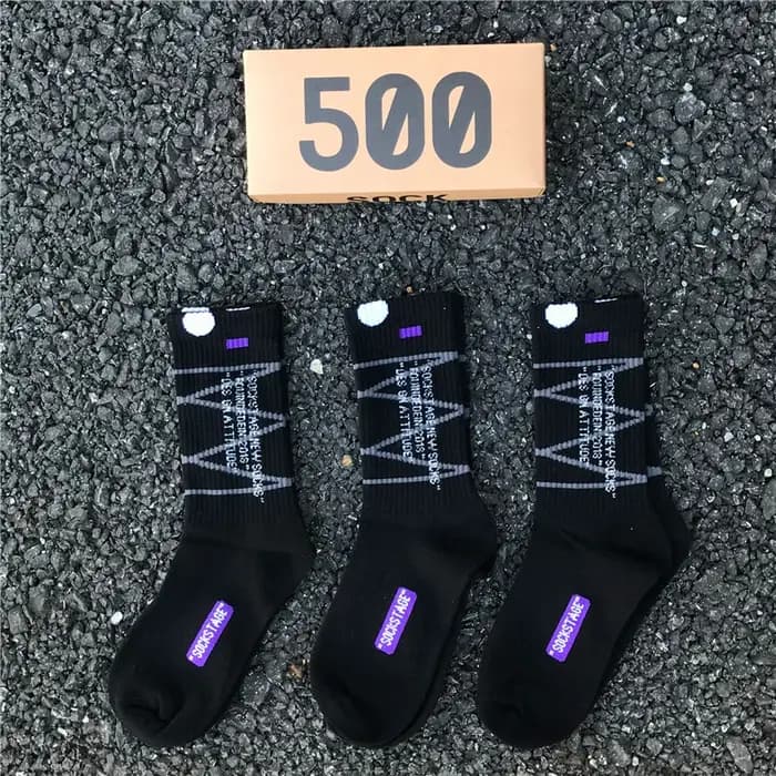 3 paires/boîte chaussettes hommes nouvelle mode d'automne signé conjoint Skateboard sport blanc/noir tendance Hip Hop amoureux coton chaussettes