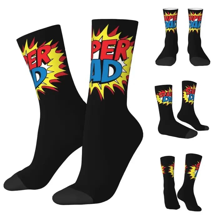 Chaussettes imprimées Super Dad pour hommes et femmes