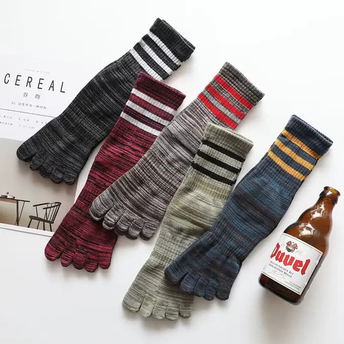 100 coton hommes orteil chaussettes été rayé contraste