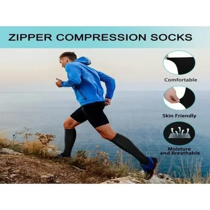 2025 1 paire de chaussettes de Compression à fermeture éclair femmes hommes soulagement de la douleur bas extensibles
