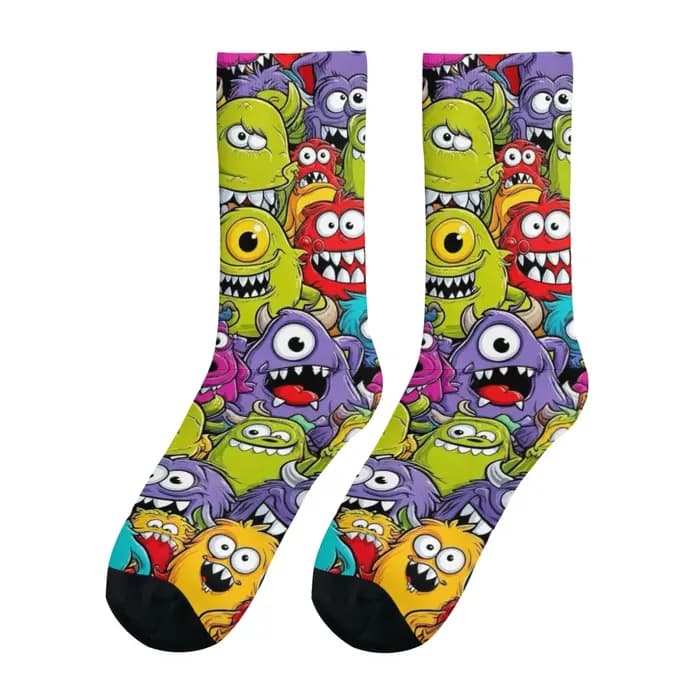 Chaussettes pour hommes motif monstre mignon de dessin animé