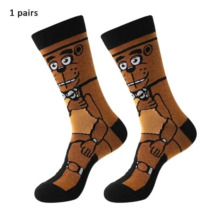 1 paire de chaussettes à col rond pour hommes, avec personnages de dessins animés, amusantes, originales, mignonnes, colorées, styles été et printemps