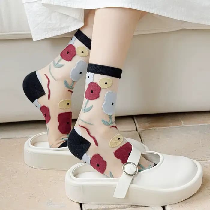 Chaussettes d'été en dentelle transparente pour femmes