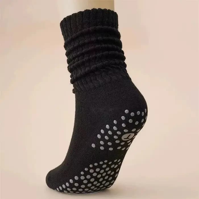 Chaussettes de yoga mi-mollet pour Pilates, antidérapantes, absorbantes, à pois, pour femmes, polyvalentes, pour le sport et le fitness, avec points en silicone