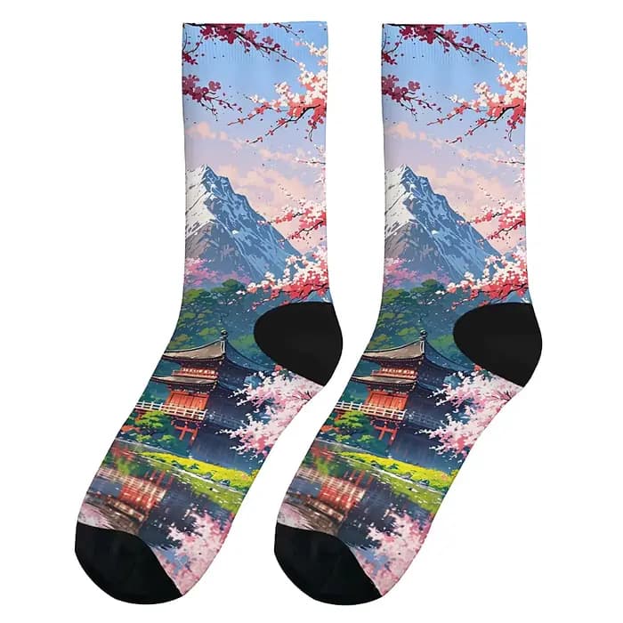 Chaussettes confortables et respirantes pour hommes, art du Mont Fuji, style art rétro, loisirs de plein air, nouvelle mode, équipage intéressant