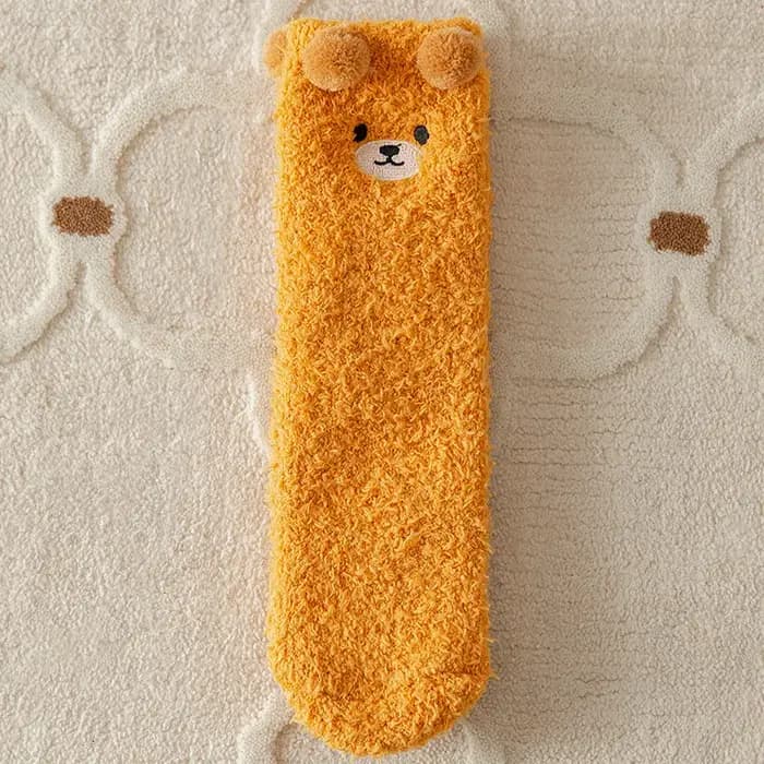 Femmes hiver chaud moelleux chaussettes maison sol sommeil Kawaii 3D ours mignon Animal épais polaire floue chaussette mode japonaise Style coréen