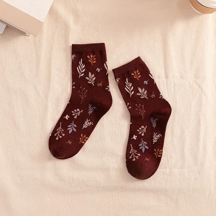 Femme chaussettes Style japonais imprimer filles doux longues chaussettes mode coréenne coton doux Harajuku rétro Vintage Streetwear équipage chaussettes