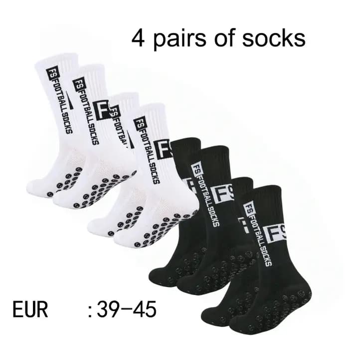 4 paires de chaussettes de football pour hommes avec poignée