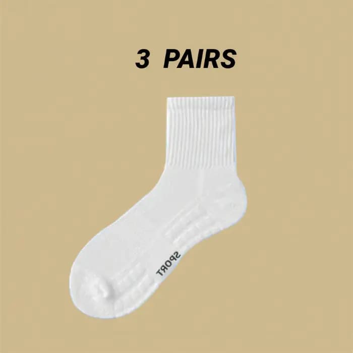3 paires de chaussettes de sport mi-longues à semelles en serviette pour toutes saisons, couleur pure, déodorantes, absorbant la sueur et respirantes chaussettes mi-mollet noires, absorbant les chocs