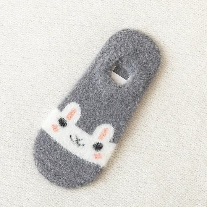 Chaussettes courtes et épaisses invisibles pour femmes, pantoufles chaudes, pantoufles Kawaii, No Show, coupe basse, pour animaux de compagnie, mignonnes, à la cheville, hiver et printemps