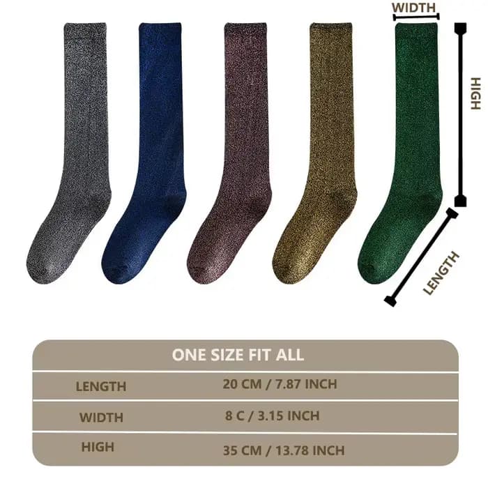 YANBIGUO 1/5 paires femmes nouveauté paillettes brillant mollet chaussettes