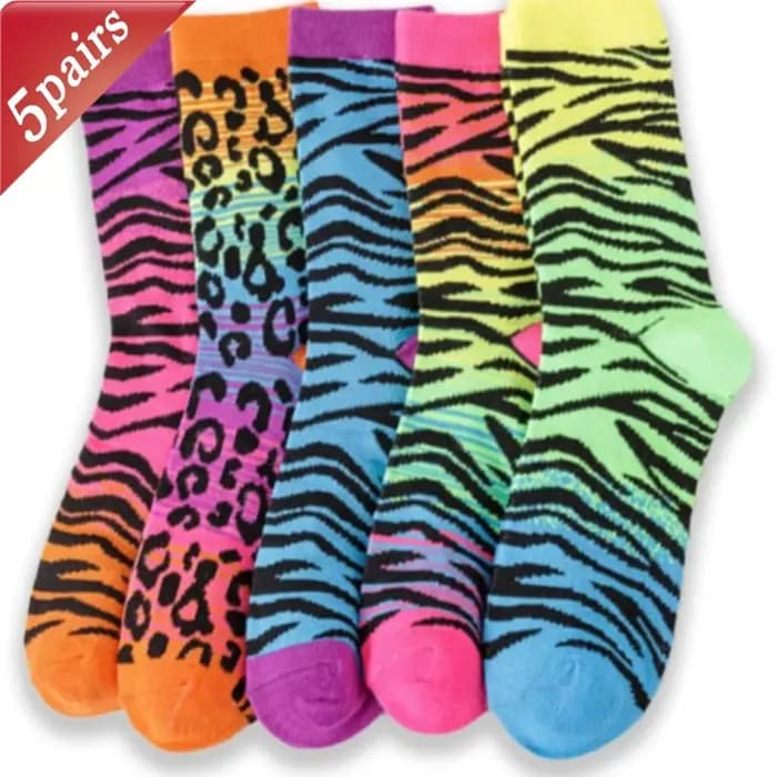 5 paires unisexe imprimé léopard personnalisé mode respirant mince drôle absorbant la sueur printemps chaussettes simples pour les filles en gros