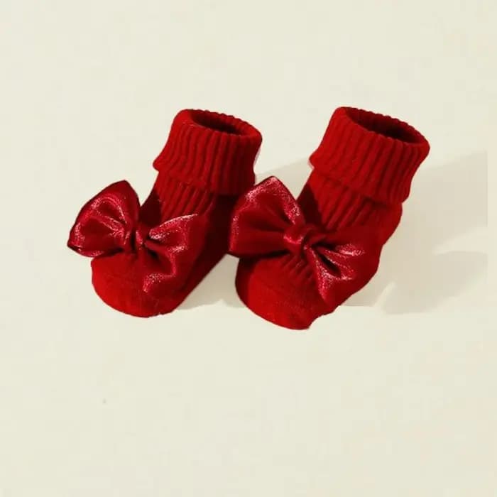 Chaussettes antidérapantes pour bébé avec de jolis nœuds