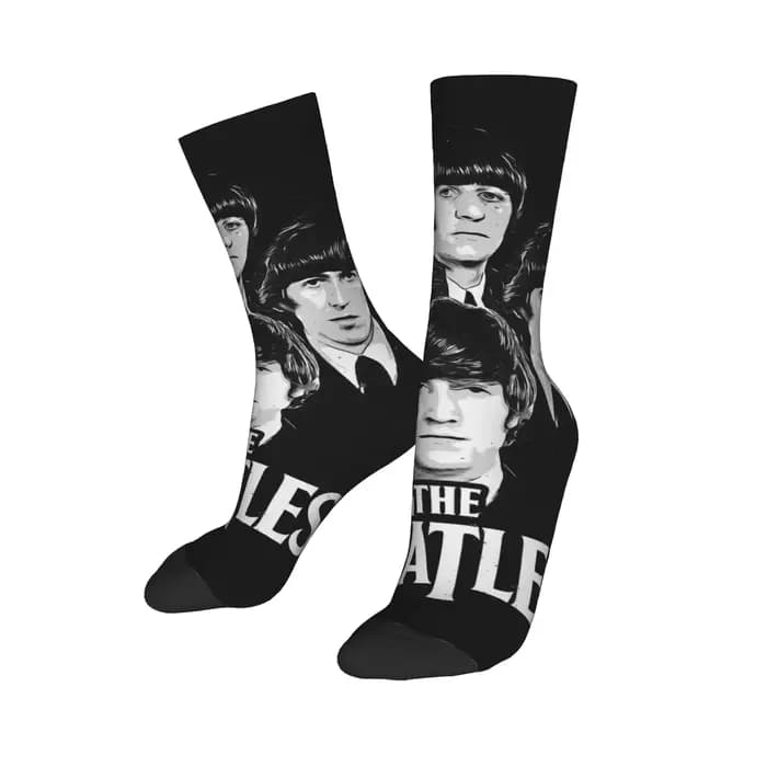 Chaussettes personnalisées imprimées The Beatle pour femmes et hommes, chaussettes extensibles pour
